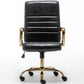 BTExpert Black Faux Leather Adjustable Home Office Arm Chair Golden Finish