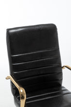 BTExpert Black Faux Leather Adjustable Home Office Arm Chair Golden Finish