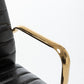 BTExpert Black Faux Leather Adjustable Home Office Arm Chair Golden Finish