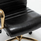 BTExpert Black Faux Leather Adjustable Home Office Arm Chair Golden Finish