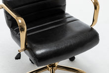 BTExpert Black Faux Leather Adjustable Home Office Arm Chair Golden Finish