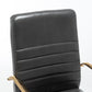 BTExpert Gray Faux Leather Adjustable Home Office Arm Chair Golden Finish
