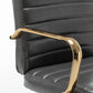 BTExpert Gray Faux Leather Adjustable Home Office Arm Chair Golden Finish