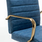 BTExpert Blue Faux Leather Adjustable Home Office Arm Chair Golden Finish