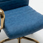 BTExpert Blue Faux Leather Adjustable Home Office Arm Chair Golden Finish