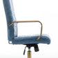 BTExpert Blue Faux Leather Adjustable Home Office Arm Chair Golden Finish