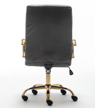 BTExpert Gray Faux Leather Adjustable Home Office Arm Chair Golden Finish