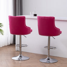 BTExpert Upholstered Dining Adjustable Seat, High Back Stool Bar Chair Pink Tufted, One Stool