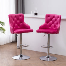 BTExpert Upholstered Dining Adjustable Seat, High Back Stool Bar Chair Pink Tufted, One Stool