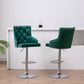 BTExpert Upholstered Dining Adjustable Seat, High Back Stool Bar Chair Green Tufted