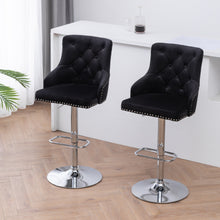 BTExpert Upholstered Dining Adjustable Seat, High Back Stool Bar Chair Black Tufted