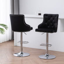 BTExpert Upholstered Dining Adjustable Seat, High Back Stool Bar Chair Black Tufted