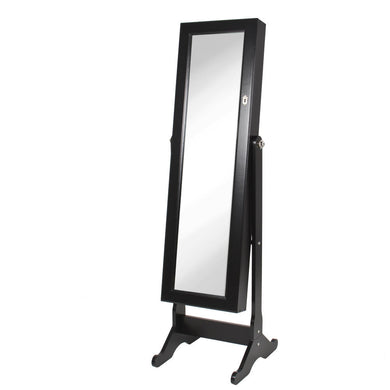 Premium Black Cheval Mirror Jewelry Cabinet Armoire Box Stand Organizer Case