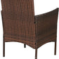 Outdoor 3-Piece Conversation Set (Aqua/Dark Brown) PE Rattan Patio Wicker Chairs with Tempered Glass Table