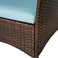 Outdoor 3-Piece Conversation Set (Aqua/Dark Brown) PE Rattan Patio Wicker Chairs with Tempered Glass Table