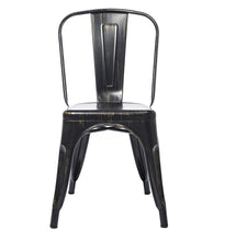 BTExpert Metal Golden Black Distressed Chic Indoor Outdoor Stackable Bistro Cafe Dining Side Chairs Set of 4