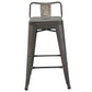 BTExpert 24" Rustic Distressed Metal Counter Stool, Low Back, Indoor Outdoor