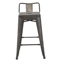 BTEXPERT Industrial 24 inch Rustic Distressed Kitchen Chic Indoor Outdoor Low Back Metal Counter Height Stool