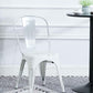 BTExpert Metal White Distressed Chic Indoor Outdoor Stackable Bistro Cafe Dining Side Chairs - Set of 4