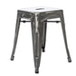 BTExpert 18" Stackable Industrial Distressed Backless Metal Barstools, Indoor Outdoor