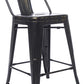 BTExpert 24" Golden Black Distressed Metal Counter Height Stool, Low Back, Indoor Outdoor - Set of 4