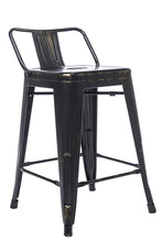 BTEXPERT Industrial 24 inch Golden Black Distressed Kitchen Chic Indoor Outdoor Low Back Metal Counter Height Stool