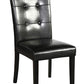 Tufted Parsons Upholstered Padded Dining Room Chairs Side Solid Wood-Accent Faux Leather Black