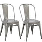 Industrial Vintage Stackable Metal Distressed Dining Bistro Cafe Side Chair-2
