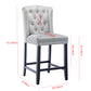 BTExpert Light Gray Velvet Victorian Wingback Bar Stools, 26" High, Diamond Tufting, Solid Wooden Legs - Set of 2