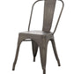 BTExpert Distressed Rustic Metal Stackable Bistro Dining Chairs - Set of 4