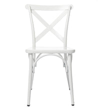 White Cross Back Metal Industrial Modern Vintage Farmhouse Dining Chair, Set of 2