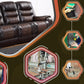 BTExpert Power Motion 3-Seater Recliner Sofa, USB, Two-Tone Brown Top Grain Leather