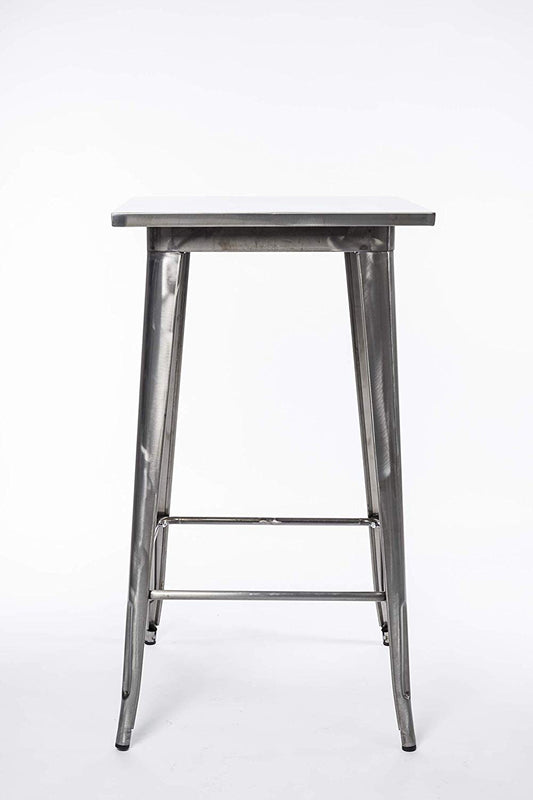 BTExpert Industrial Antique Distressed Metal 23.5" Square Dining Pub Table
