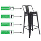 BTExpert 24" Golden Black Distressed Metal Counter Height Stool, Low Back, Indoor Outdoor - Set of 4