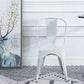 BTExpert Metal White Distressed Chic Indoor Outdoor Stackable Bistro Cafe Dining Side Chairs - Set of 4