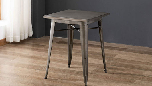 BTExpert Industrial Antique Distressed Sqaure Rustic Metal Dining Table Indoor Outdoor
