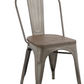 Industrial wood Metal Antique Bronze Rustic Distress Dining Bistro Side Chair-4