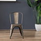 BTExpert Distressed Rustic Metal Stackable Bistro Dining Chairs - Set of 4