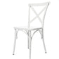 BTExpert White Cross Back Metal Industrial Modern Vintage Farmhouse Dining Chair - Set of 2