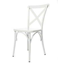 White Cross Back Metal Industrial Modern Vintage Farmhouse Dining Chair, Set of 2