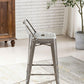 BTExpert Industrial 24" Galvanized Metal Counter Stool, Distressed Low Back, Indoor Outdoor