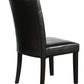 Tufted Parsons Upholstered Padded Dining Room Chairs Side Solid Wood-Accent Faux Leather Black