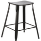 BTExpert 24" inch Metal Vintage Stackable Black Slim Counter Bar Stool - 2 barstools