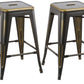 24" inch Metal Vintage Copper Distressed Counter Bar Stool Modern - Set of 2