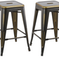 24" inch Industrial Vintage Antique Copper Distressed Counter Bar Stool - Set of 4