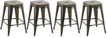 24" inch Industrial Vintage Antique Copper Distressed Counter Bar Stool Set of 4