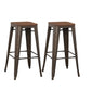 BTExpert 30" Solid Steel Stacking Industrial Rustic Metal BarStool Wood Top - Set of 2