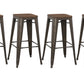 BTExpert 30" Solid Steel Stacking Industrial Rustic Metal BarStool Wood Top - Set of 4