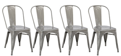 Industrial Vintage Stackable Metal Distressed Dining Bistro Cafe Side Chair-4