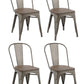 Industrial wood Metal Antique Bronze Rustic Distress Dining Bistro Side Chair-4